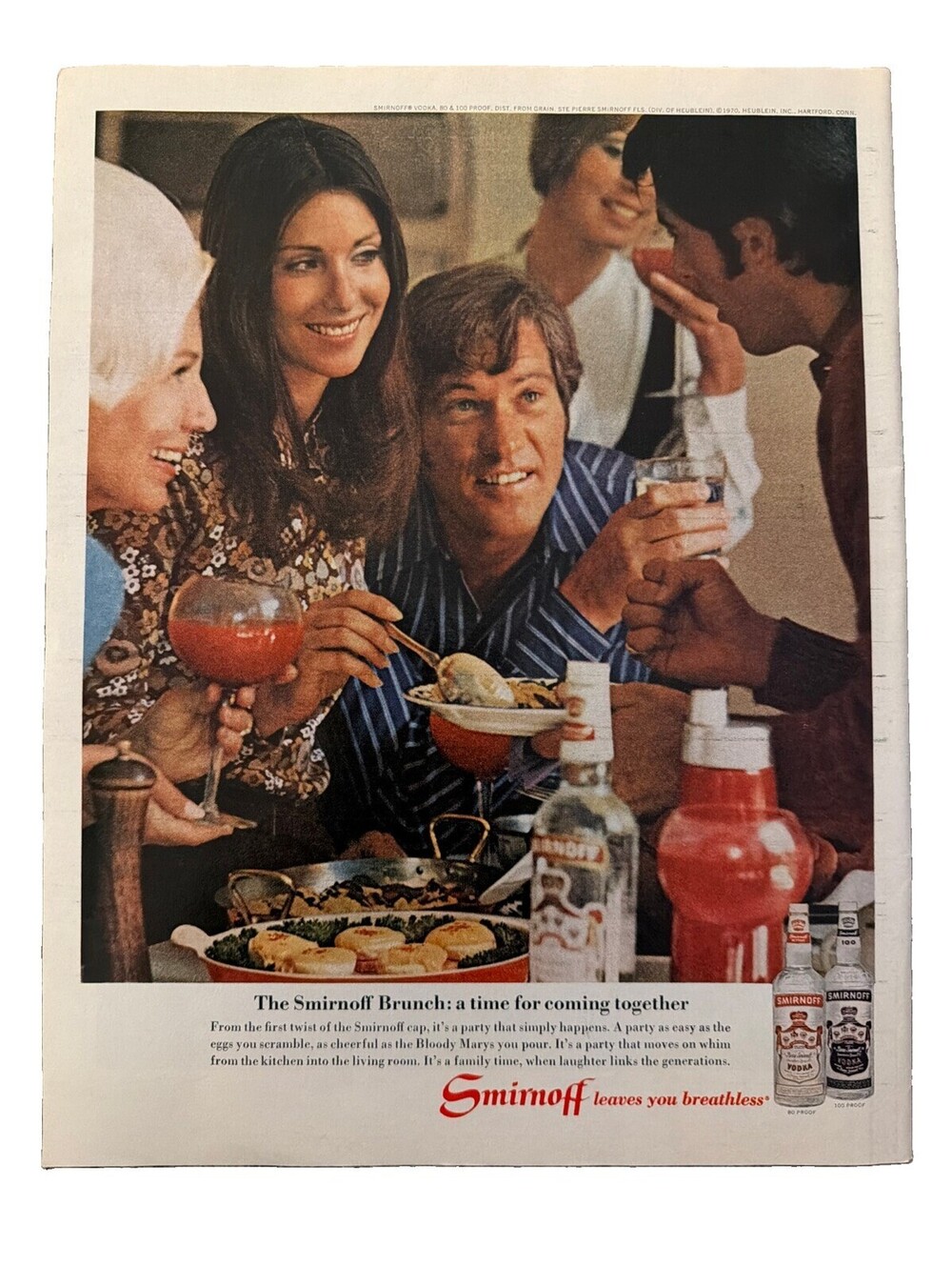 1970 Smirnoff Print Ad Vodka Liquor Alcohol Brunch a Time for Coming Together